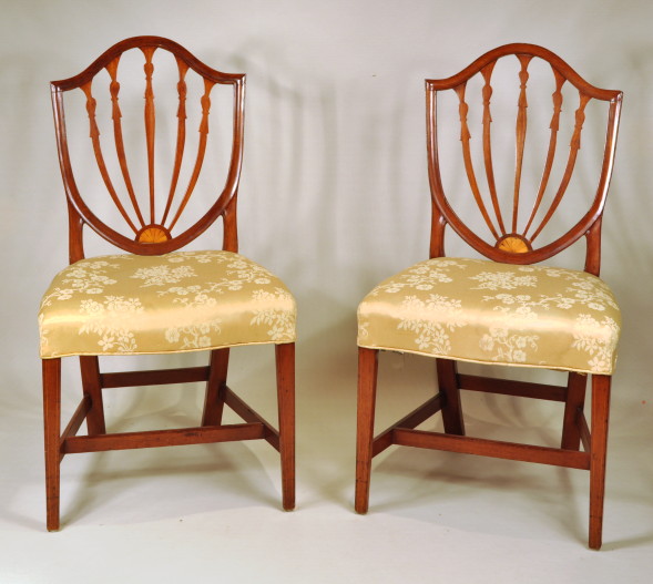 Set 10 Hepplewhite Inlaid Shield Back Dining Chairs - Inv. #10398