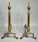Pair Philadelphia Chippendale Brass Andirons - Inv. #10556