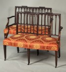 Pair Hepplewhite Carved Mahogany Double Chairback Settees - Inv. #10604